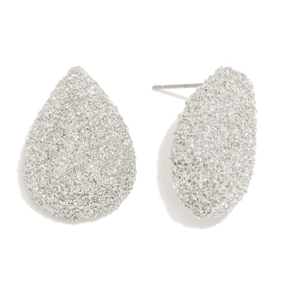 Wholesale textured Metal Teardrop Post Drop Earrings L