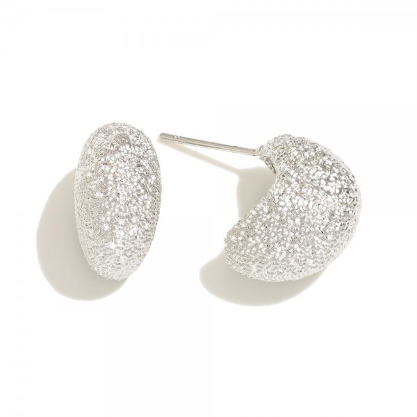 Wholesale textured Metal Half Huggie Hoop Earrings L
