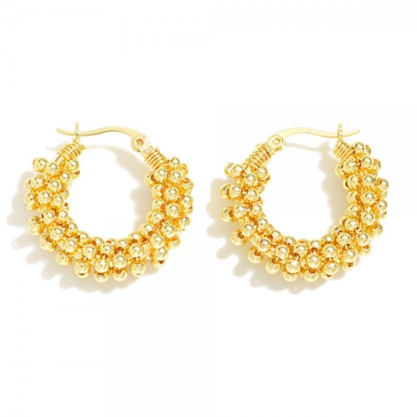 Wholesale metal Ball Wrapped Hoop Earrings D