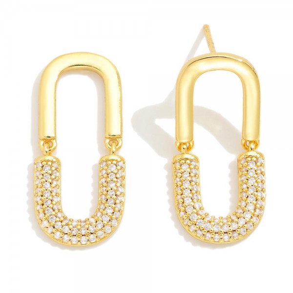 Wholesale do Everything Love Oval Post Drop Earring Cubic Zirconia Detail Brass