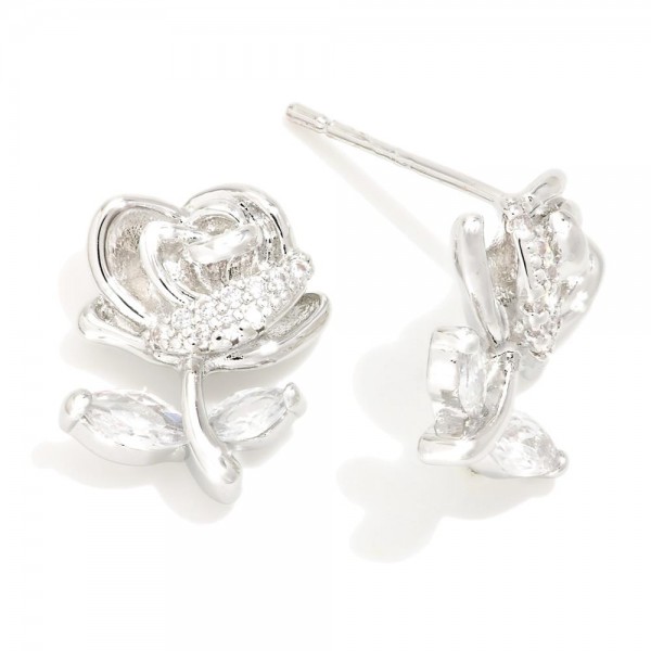 Wholesale do Everything Love Cubic Zirconia Flower Stud Earrings Brass Base Hypo