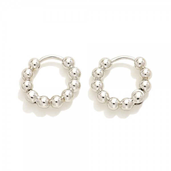 Wholesale do Everything Love Metal Beaded Huggie Hoop Earrings Brass Base Hypoal