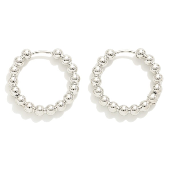 Wholesale do Everything Love White Gold Dipped Hinged Ball Chain Hoop Earrings B