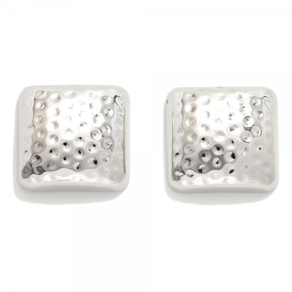 Wholesale do Everything Love Textured Metal Chunky Square Post Drop Earrings Bra