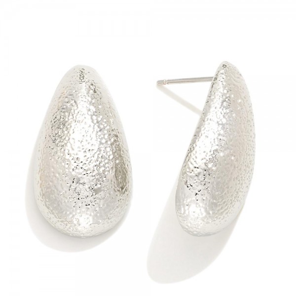 Wholesale do Everything Love Textured Metal Teardrop Post Drop Earrings Brass Ba