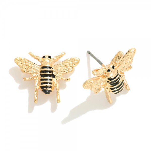 Wholesale metal Bee Stud Earring Enamel Detailing L