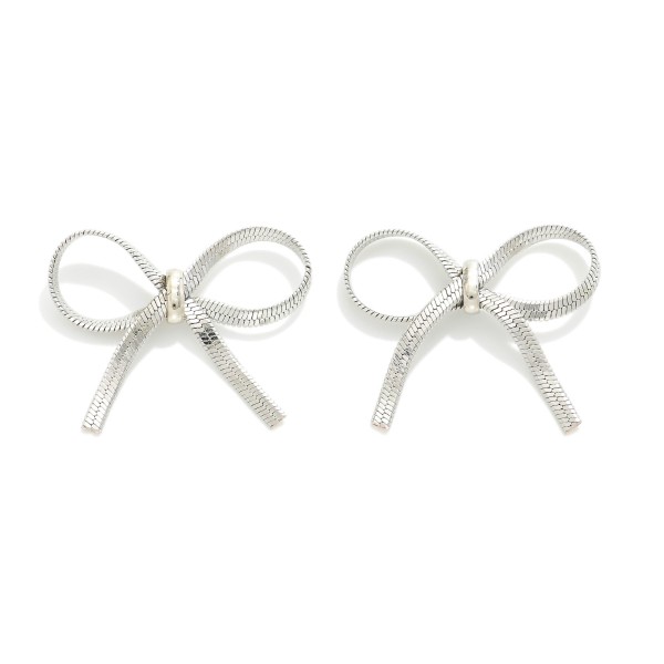 Wholesale metal Herringbone Chain Bow Post Drop Earrings L