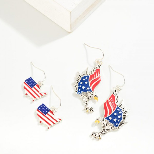 Americana United States Drop Earrings 

- Approximately .75" L