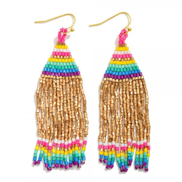 Seed Bead Tassel Earrings 

- Approximately 3" L