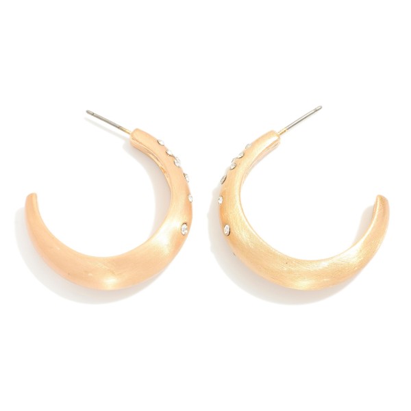 Wholesale brushed Metal Tapered Hoop Earrings Rhinestone Details D