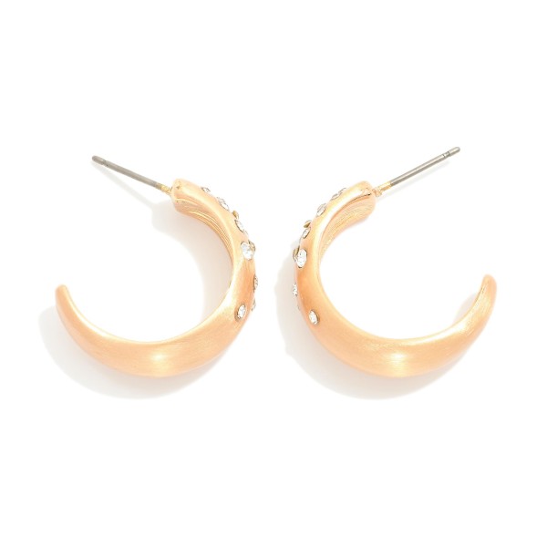 Wholesale brushed Metal Hoop Earrings Rhinestone Details D