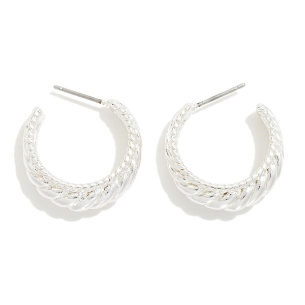 Wholesale brass Croissant Hoop Earrings Twist Border Detail Brass Base D