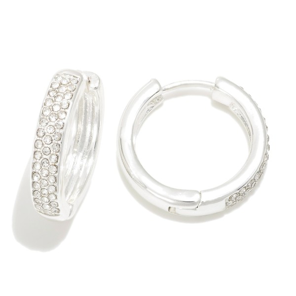 Wholesale metal Brass Rhinestone Pave Hinged Hoop Earrings Brass Base D