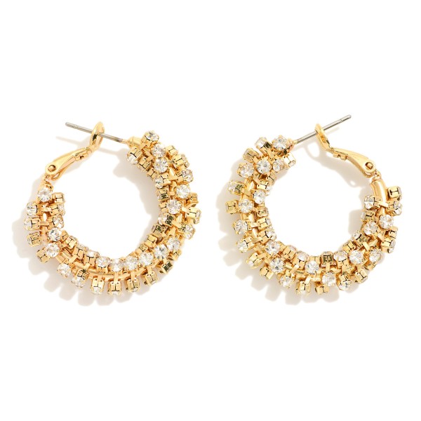 Wholesale rhinestone Twist Brass Hoop Earrings Brass Base D