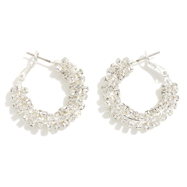Wholesale rhinestone Twist Brass Hoop Earrings Brass Base D
