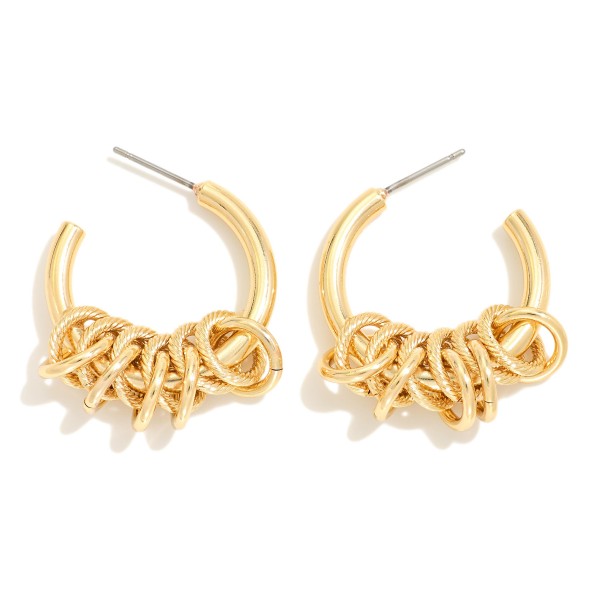 Wholesale metal Brass Hoop Earrings Linked Hoops Detail Brass Base DMetal Brass