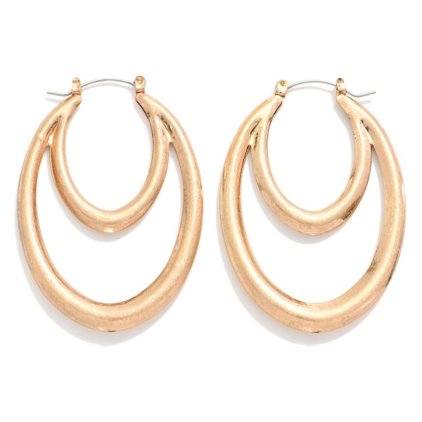 Simple Metal Nesting Drop Hoop Earrings

- Approximately 2.25"L