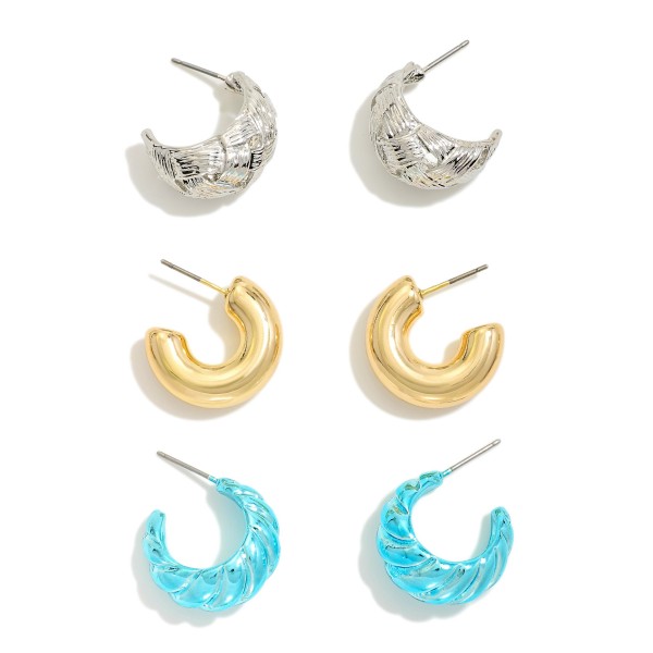 Wholesale set Three Metal Metal Hoop Earrings D