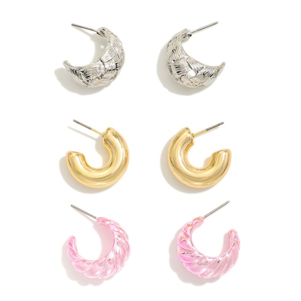 Wholesale set Three Metal Metal Hoop Earrings D