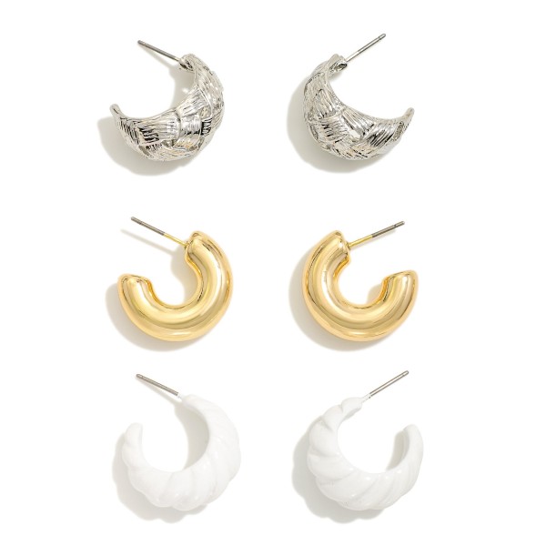 Wholesale set Three Metal Metal Hoop Earrings D