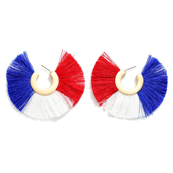 Americana Drop Earring With Fanned String Detail

- Approximately 2.5"L