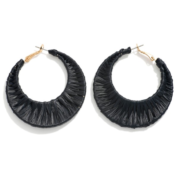 Wholesale raffia Wrapped Circular Drop Hoop L