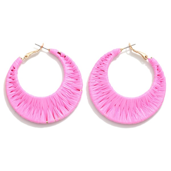 Wholesale raffia Wrapped Circular Drop Hoop L