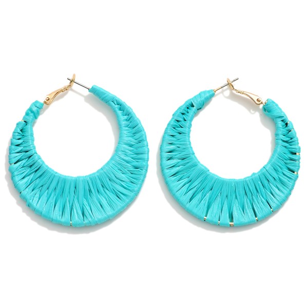 Wholesale raffia Wrapped Circular Drop Hoop L