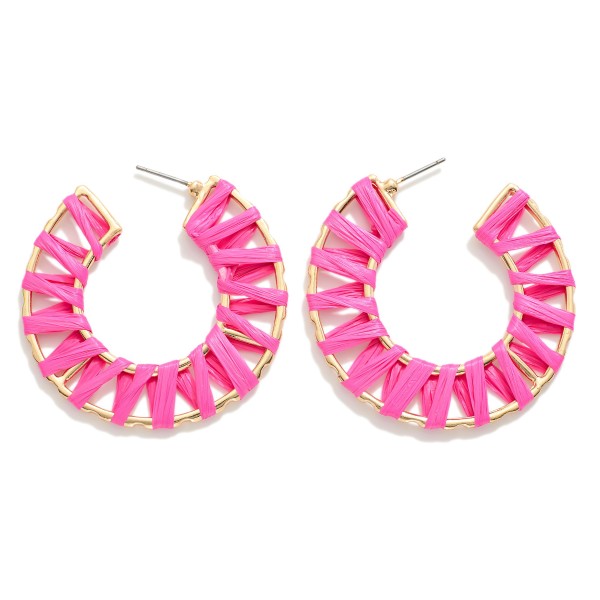 Wholesale circular Drop Earring Raffia Wrapped Detail L