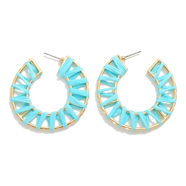 Wholesale circular Drop Earring Raffia Wrapped Detail L