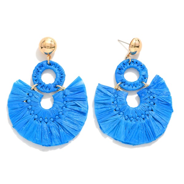 Wholesale fanned Raffia Post Drop Earrings L