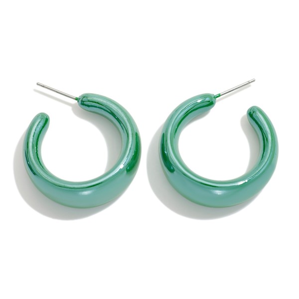 Chunky Iridescent Hoop Earrings

- Approximately 1" D
