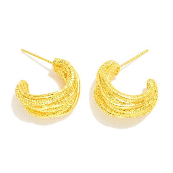 Wholesale silver Gold Dipped Layered Metal Huggie Hoop Earrings Twisted Metal De