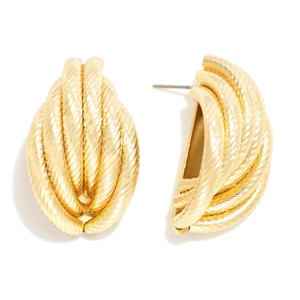 Wholesale gold Silver Dipped Chunky Twisted Rope Post Drop Earrings Silver Gold