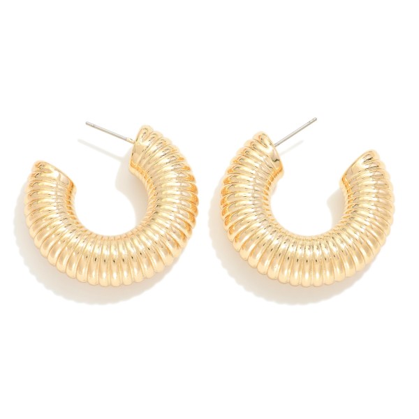 Wholesale silver Gold Dipped Ribbed Hoop Earrings Silver Gold Dipped D