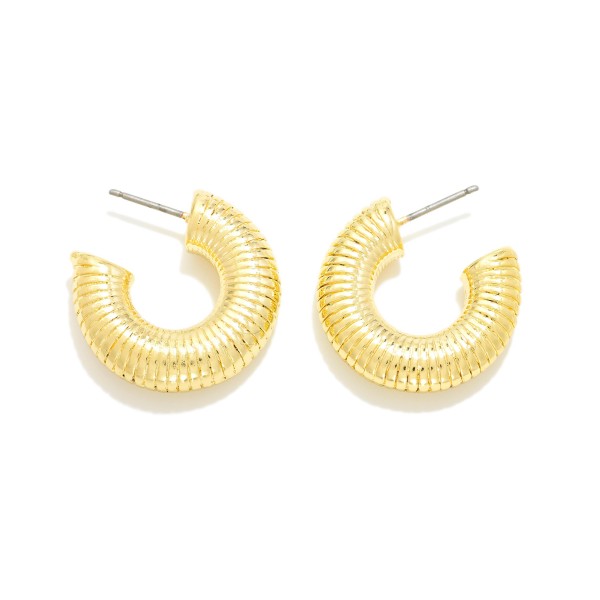 Wholesale silver Gold Dipped Ribbed Hoop Earrings Silver Gold Dipped D