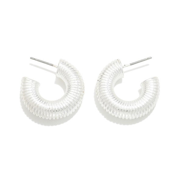 Wholesale silver Gold Dipped Ribbed Hoop Earrings Silver Gold Dipped D