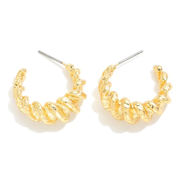 Silver/Gold Dipped Ridged Hoop Earrings 

- Approximately .75" D