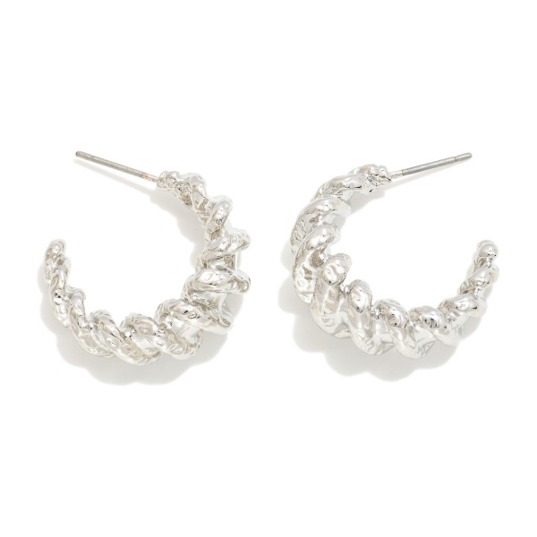 Wholesale silver Gold Dipped Ridged Hoop Earrings D