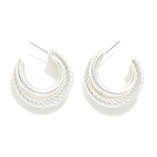 Wholesale silver Dipped Layered Twisted Metal Hoop Earrings D