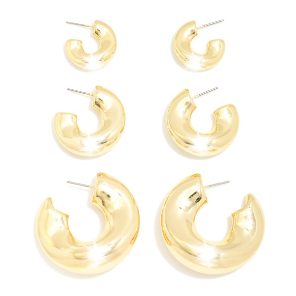 Wholesale set Three Metal Pinched Hoop Earrings D D