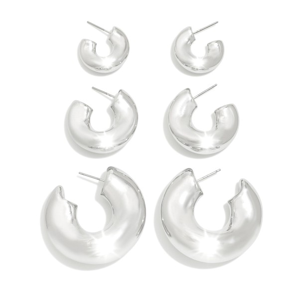 Wholesale set Three Metal Pinched Hoop Earrings D D