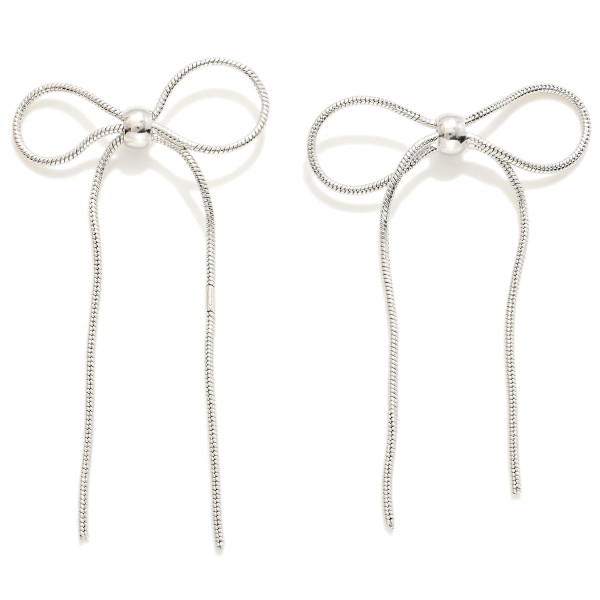 Wholesale silver Gold Dipped Snake Chain Bow Post Drop Earrings Silver Gold Dipp