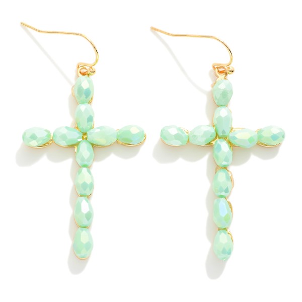 Wholesale faceted Bead Cross Drop Earrings L