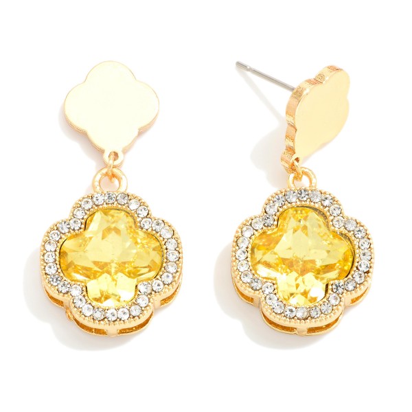 Wholesale glass Crystal Clover Drop Earrings Rhinestone Border L