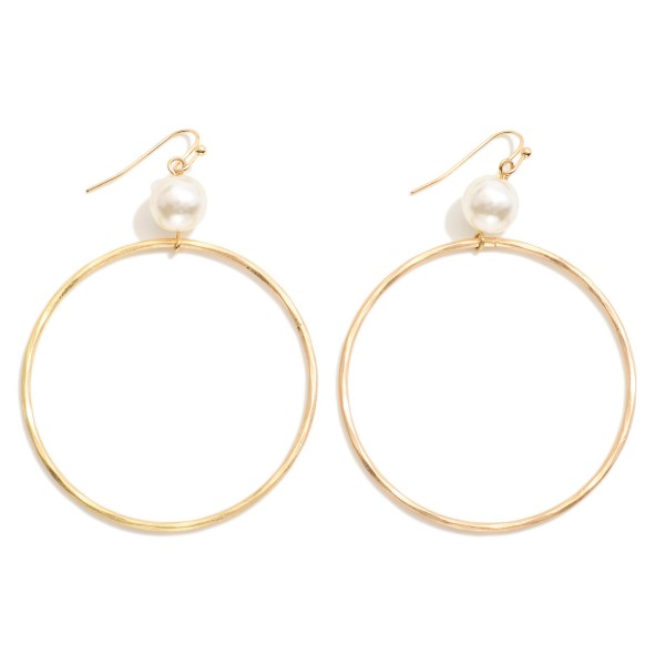 Wholesale large Metal Hoop Drop Earrings Pearl Bead Detail L