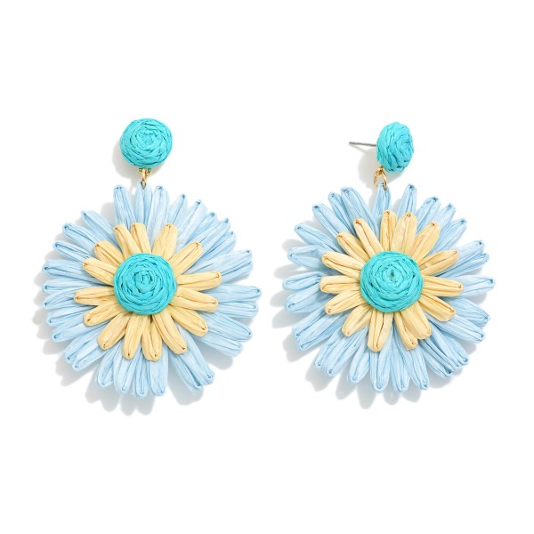Wholesale two Raffia Flower Drop Earrings L