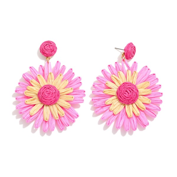 Two Tone Raffia Flower Drop Earrings

- Approximately 2.5" L