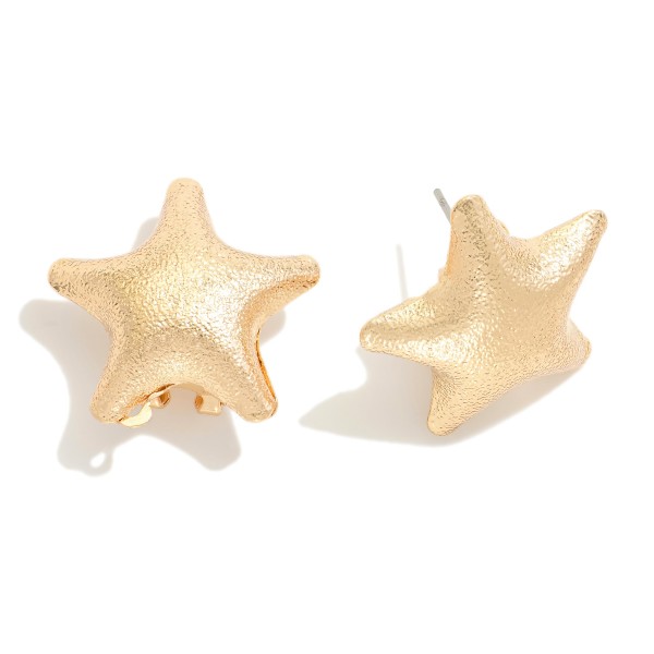 Wholesale textured Metal Star Post Drop Earrings French Clip L