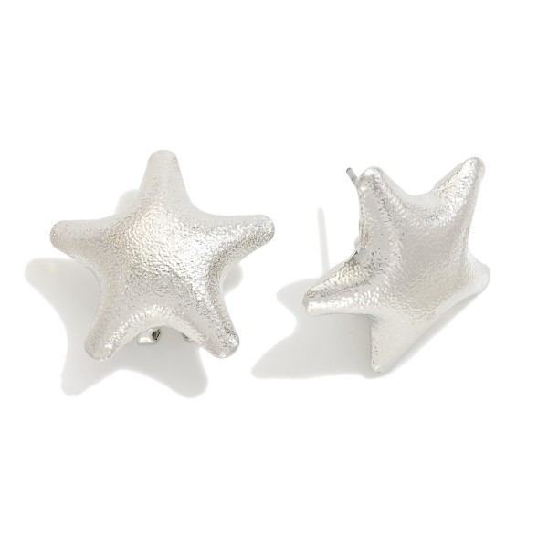 Wholesale textured Metal Star Post Drop Earrings French Clip L